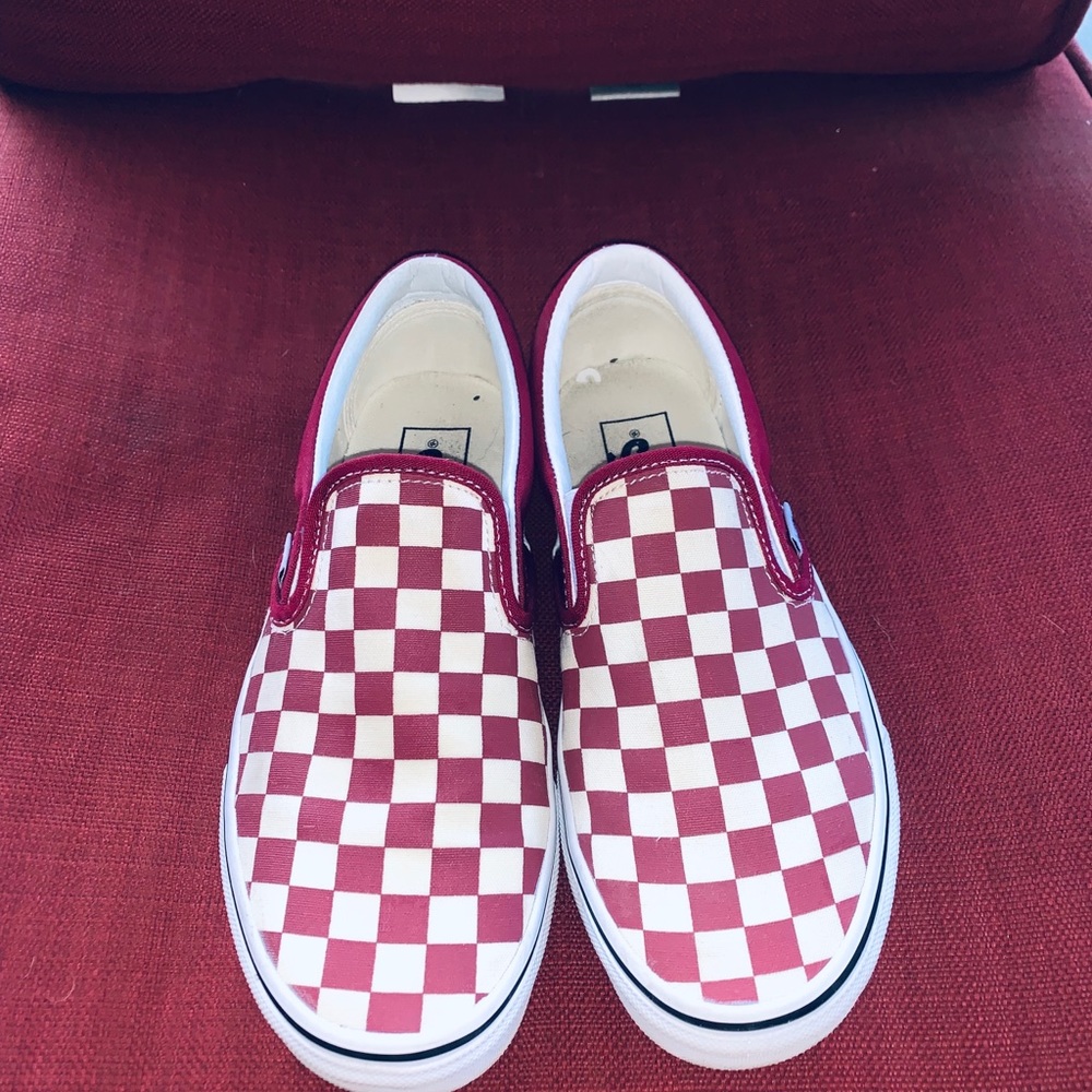 Burgundy checkered vans